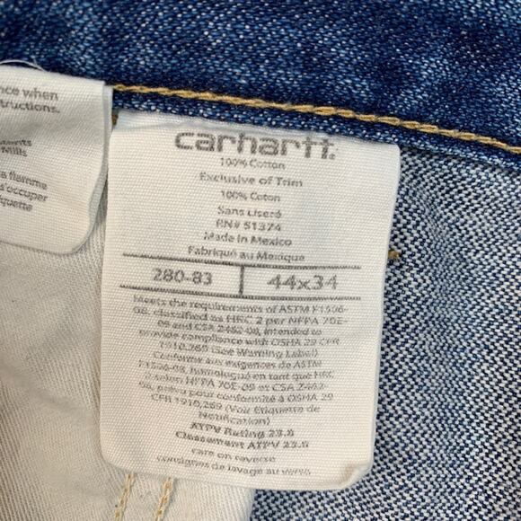 Vintage Carhartt FR Jeans Mens 44 Blue Fire Flame Resistant Utility Denim Work - Picture 6 of 12